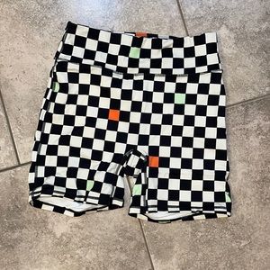 Fabletics checkered biker shorts L